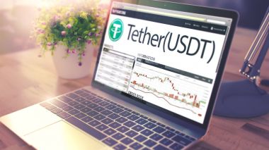 TETHER on the Laptop Screen. Cryptocurrency Concept. 3d clipart