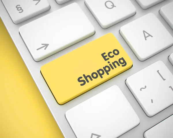 Οικολογικά ψώνια - επιγραφή στο κουμπί κίτρινο πληκτρολόγιο. 3D. — Φωτογραφία Αρχείου