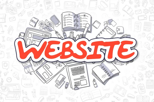 Webové stránky - kreslené červené slovo. Obchodní koncept. — Stock fotografie
