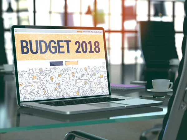 Budget 2018 Concept on Laptop Screen. 3d
