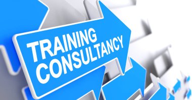 Training Consultancy - Label on Blue Pointer. 3D. clipart