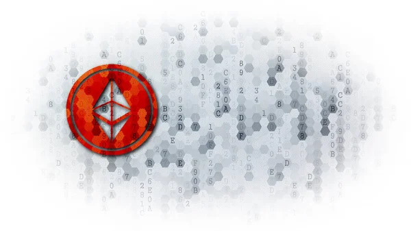 Ethereum - érme piktogram sötét digitális háttér. — Stock Fotó