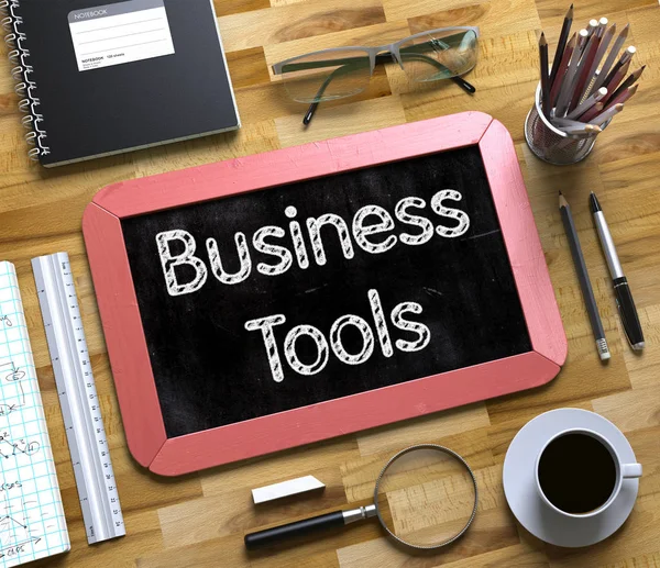 Small Chalkboard with Business Tools Concept. 3d — Stock Photo, Image