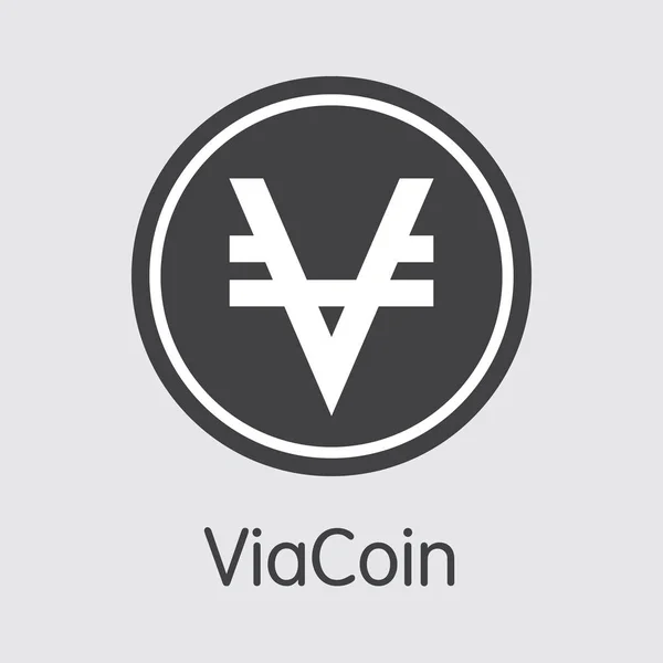 Moneda Crypto Viacoin. Símbolo Vector VIA . — Vector de stock