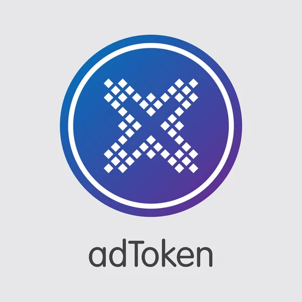 Adtoken - Icône de monnaie cryptographique . — Image vectorielle