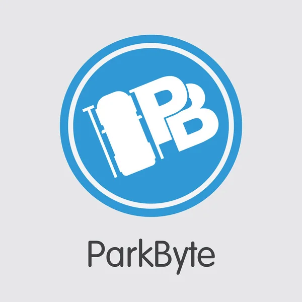 Moneda criptográfica de Parkbyte - Símbolo vectorial . — Vector de stock