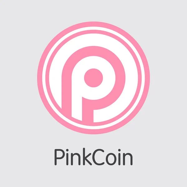 Moeda digital Pinkcoin - Ícone de vetor . — Vetor de Stock