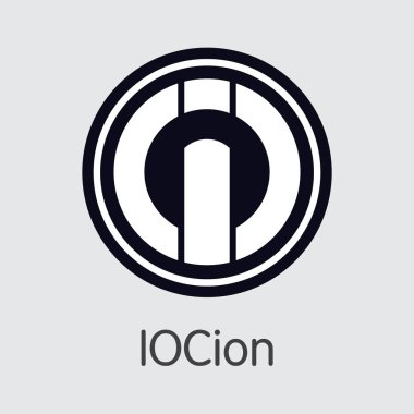 Iocoin dijital para birimi para. Vektör yazı tura piktogram IOC.