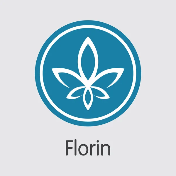 Florin kryptoměn - vektor znamení ikonu. — Stockový vektor