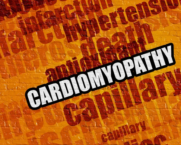 Conceito médico moderno: Cardiomiopatia em Brickwall Amarelo  . — Fotografia de Stock