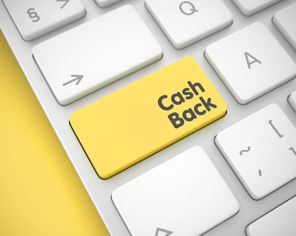 Cash Back - Mensagem no botão de teclado amarelo. 3D . — Fotografia de Stock