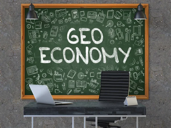 Geo Economy - Hand Drawn on Green Chalkboard. 3d — Stock Photo, Image