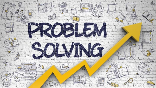 Problem Solving Drawn on White Brickwall. 3d