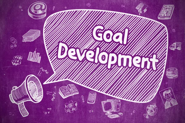 Цели развития - Doodle Illustration на фиолетовой доске . — стоковое фото