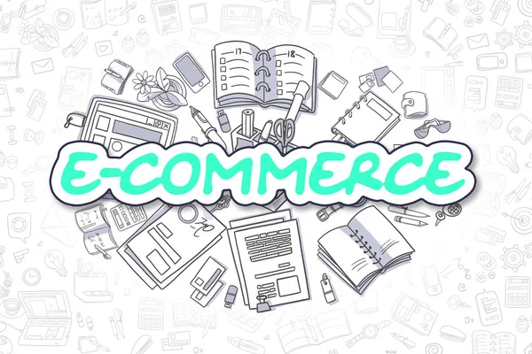 E-Commerce - Doodle groen inscriptie. Bedrijfsconcept. — Stockfoto