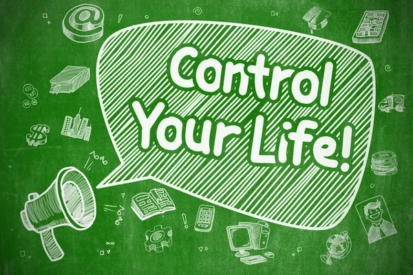 Ellenőrzése az életed - Doodle ábrán a zöld Chalkboard. — Stock Fotó
