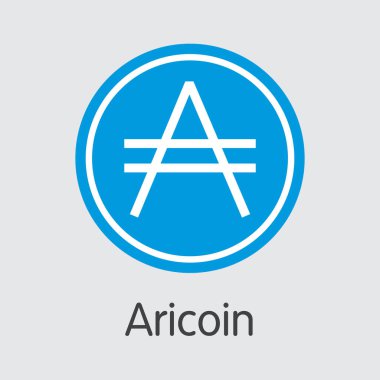 Aricoin Blockchain Cryptocurrency. Vektör Ari Web simgesi.