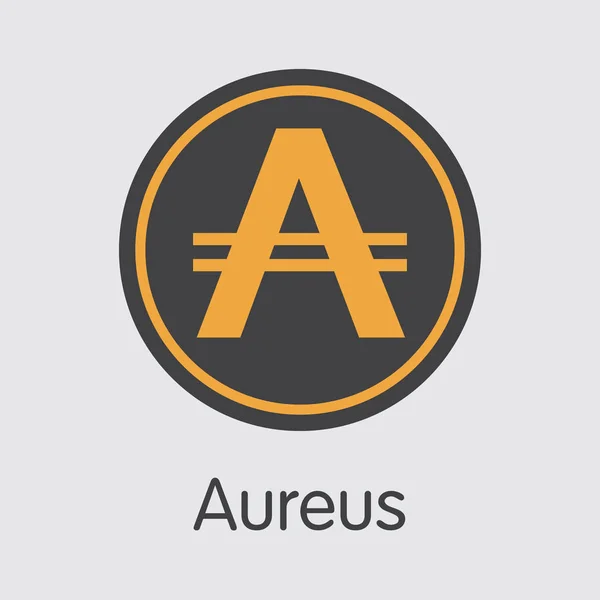 Aureus - κρυπτογράφησης νόμισμα εικονίδιο "υπογραφή". — Διανυσματικό Αρχείο