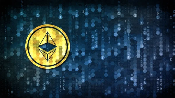 Ethereum κλασικό - εικονόγραμμα σε σκούρο φόντο ψηφιακή. — Φωτογραφία Αρχείου