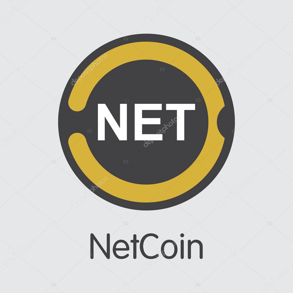 Netcoin Cryptocurrency. Vector NET Coin Illustration.