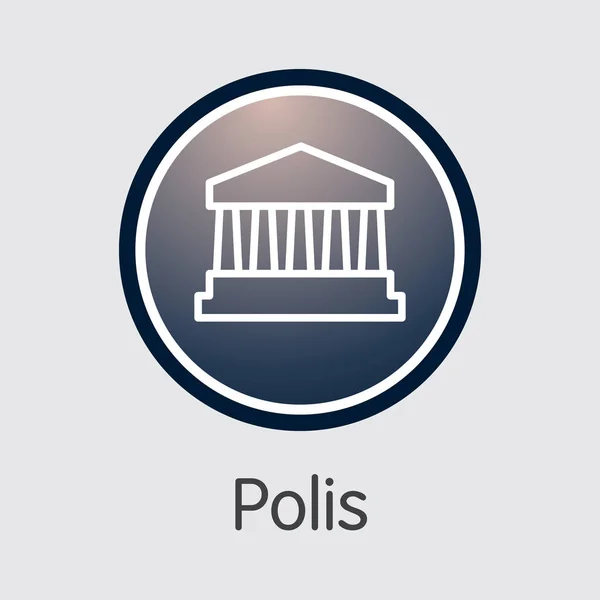 Polis virtuální měna - vektorový grafický Symbol. — Stockový vektor