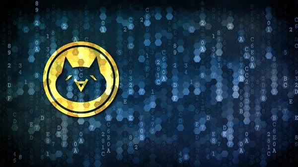 Monacoin - Web-Symbol auf dunklem digitalen Hintergrund. — Stockfoto