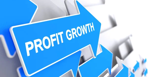 Crescimento do lucro - Etiqueta no cursor azul. 3D . — Fotografia de Stock