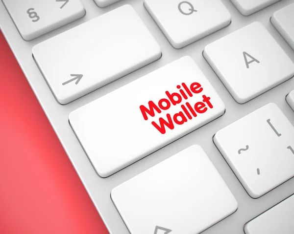 Mobiles Portemonnaie - Beschriftung auf weißer Tastatur. 3d. — Stockfoto