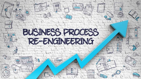 Business Process Re-Engineering Drawn on White Wall. 3d — Stock Photo, Image