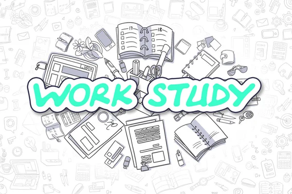 Work Study - Cartoon Green Inscription. Business Concept. — Stock Photo, Image