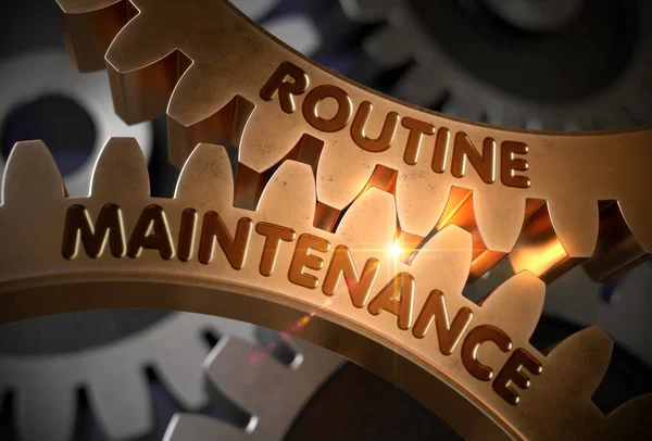 Routine Maintenance Concept. Golden Gears. 3D Illustration. — Stock Photo, Image