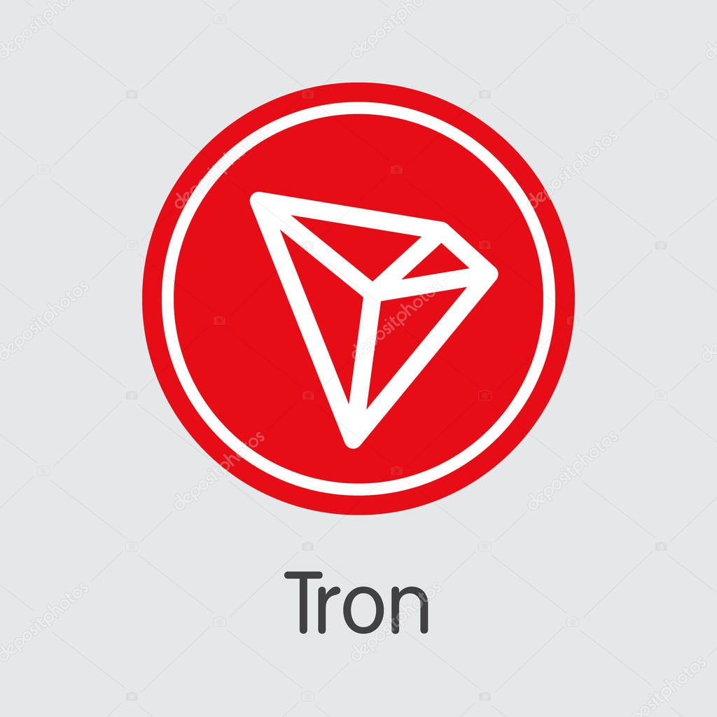 Tron Virtual Currency Coin. Vector Graphic Symbol of TRX.