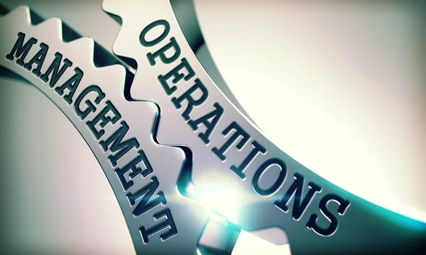 Operations Management - Shiny Metal Cog Gears (en inglés). 3D — Foto de Stock