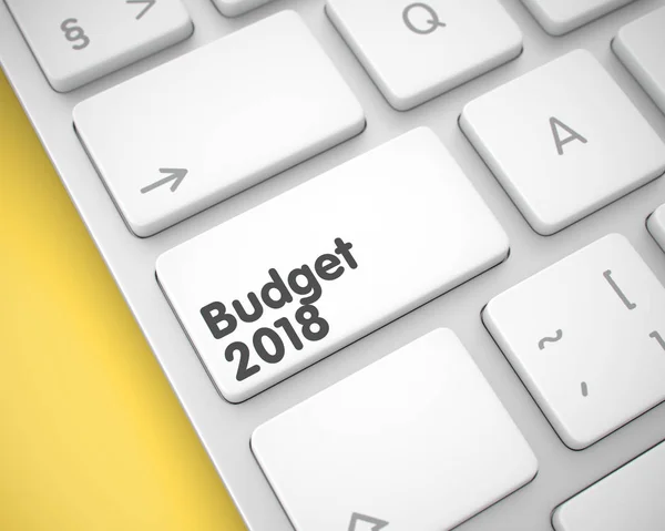 Begroting 2018 - bericht op witte toetsenbord knop. 3D. — Stockfoto