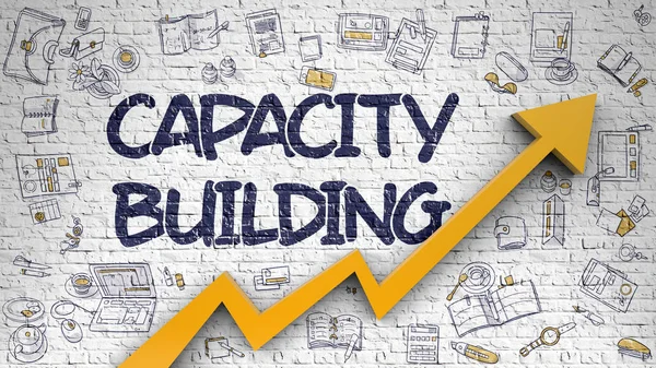 Capacity Building Drawn on White Brickwall. 3d — Stock Photo, Image