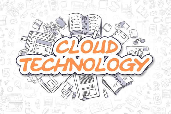 Tecnologia Cloud - Cartoon Orange Word. Concetto aziendale . — Foto Stock
