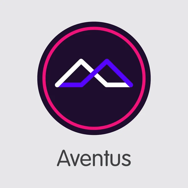 Aventus - Cryptocurrency kereskedelmi jel. — Stock Vector