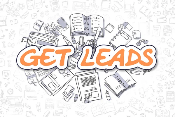 Get Leads - Cartoon Orange Text. Business Concept. — Stock Photo, Image