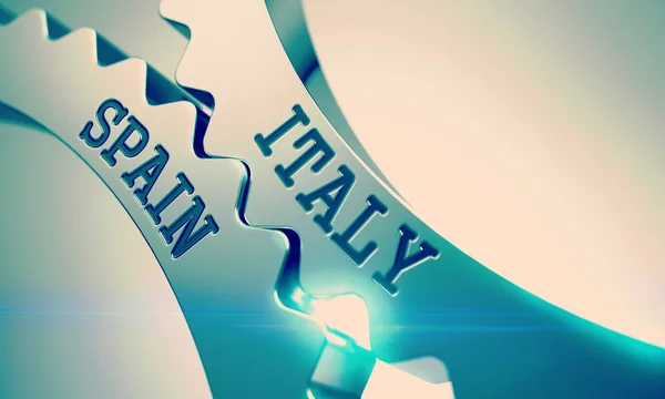 Itálie Španělsko - mechanismus kovových zařízení. 3D. — Stock fotografie
