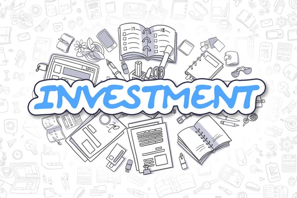Investice - Doodle modrý nápis. Obchodní koncept. — Stock fotografie