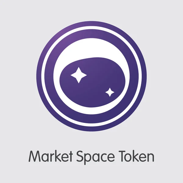 Token de espaço de mercado - Símbolo gráfico de moeda criptográfica . — Vetor de Stock