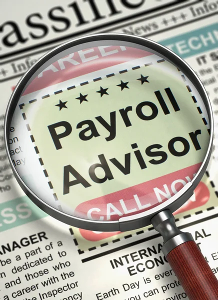 Job Opening Payroll Advisor. 3D. — Stock Photo, Image