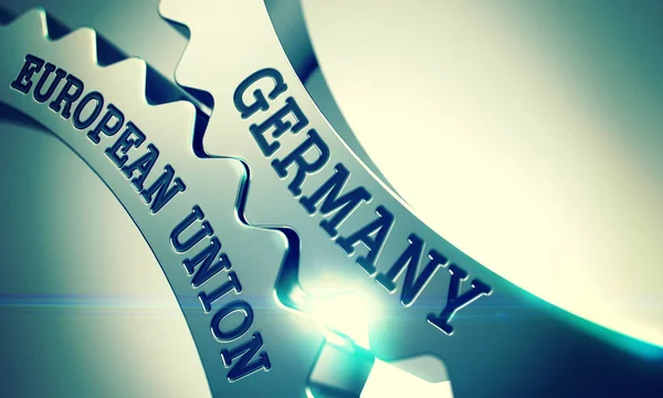 Germany - European Union. Shiny Metal Cogwheels. 3D. — Stock Photo, Image