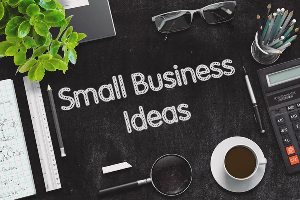 Small Business Ideas op zwarte schoolbord. 3D-rendering. — Stockfoto