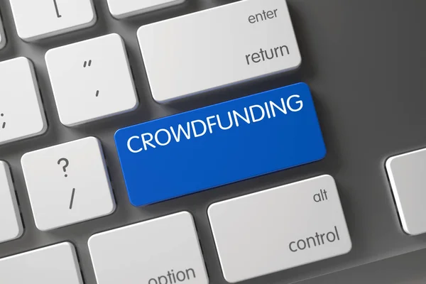 Crowdfunding - blauer PC-Knopf. 3d — Stockfoto