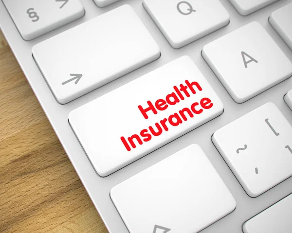 Health Insurance - Message on the White Keyboard Keypad. 3D.