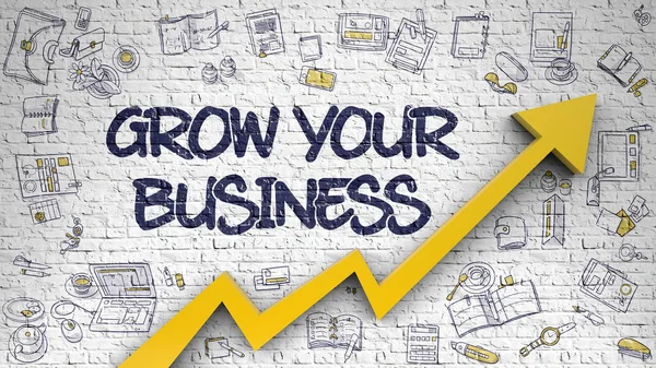 Grow Your Business Drawn on White Wall. — Stock Photo, Image