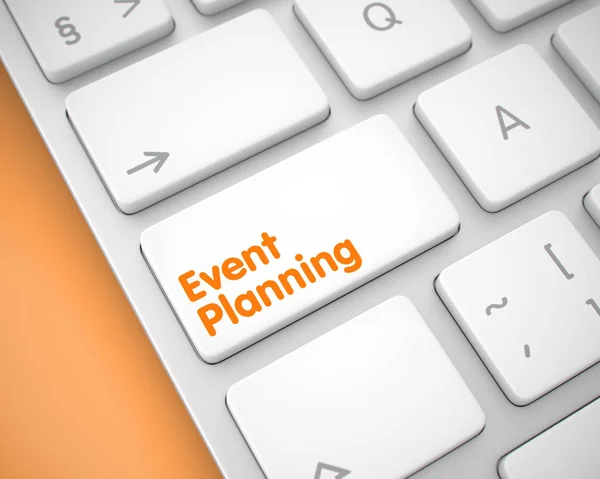 Event Planning on the White Keyboard Keypad. 3D.