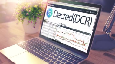 Dynamics, maliyet, Decred onlaptop ekran. Cryptocurrency C
