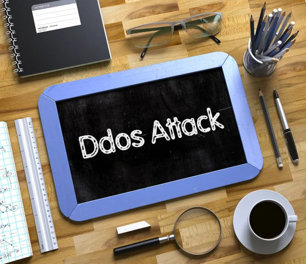 Ddos Attack Concept on Small Chalkboard. — Stock Photo, Image